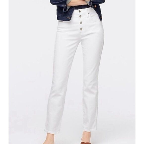 J Crew Womens 33 Jeans 10” Vintage Straight Leg Denim White Cropped READ - Picture 1 of 11